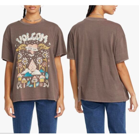Volcom Stones Throw Short Sleeve Tee T-Shirt, Slate Grey Women's Size M/L - Picture 1 of 9